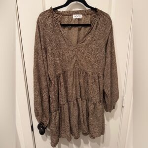 Carly Jean Los Angeles CJLA brown long sleeve dress